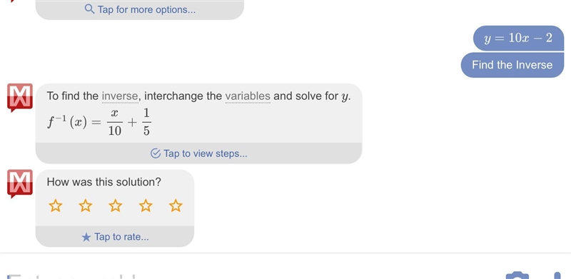 9. What is the inverse of y = 10x -2?-example-1