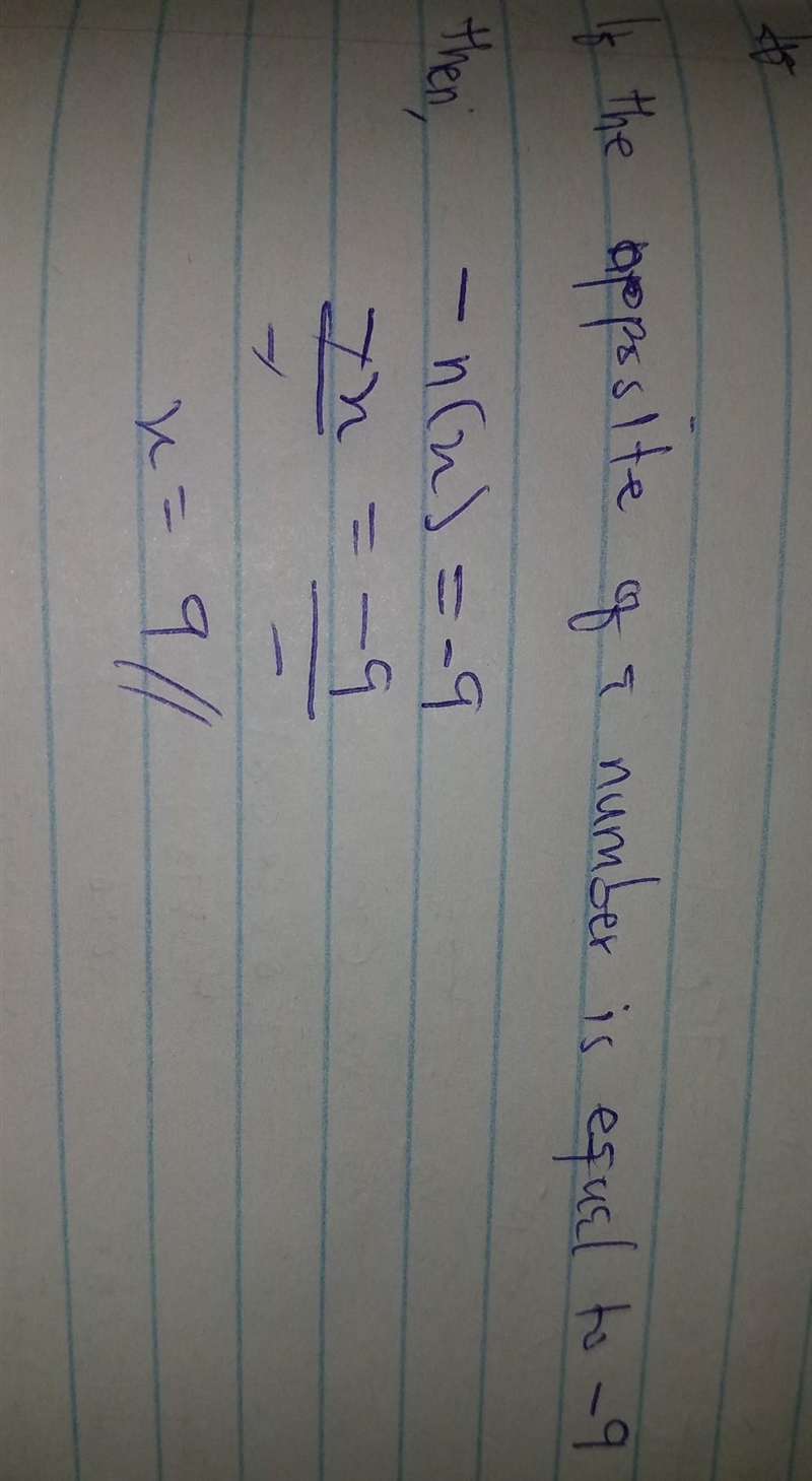 I have "Write an equation for each problem. Then solve the equation. The opposite-example-1