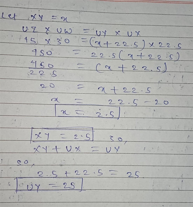 In the figure below, two secants are drawn to a circle from exterior point U. Suppose-example-1