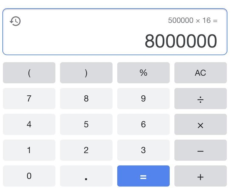 500,000 x 16=______ ______ x 0.44= _______ divided by 4 PLZ IF ANYONE KNOWS IT, I-example-1