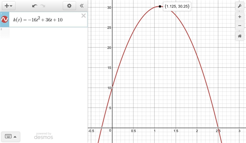 7. A ball is thrown into the air with an upward velocity of 36 ft/s. Its height h-example-1