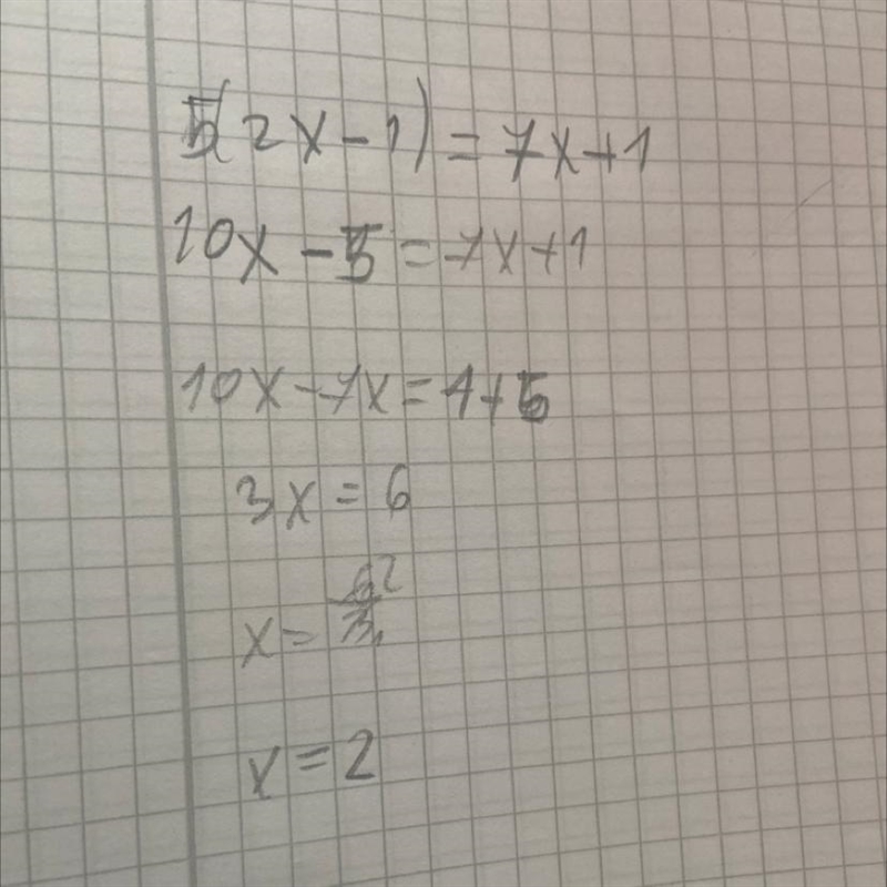 5(2x-1)=7x+1 cat face ???? rapid dau coroana!!-example-1