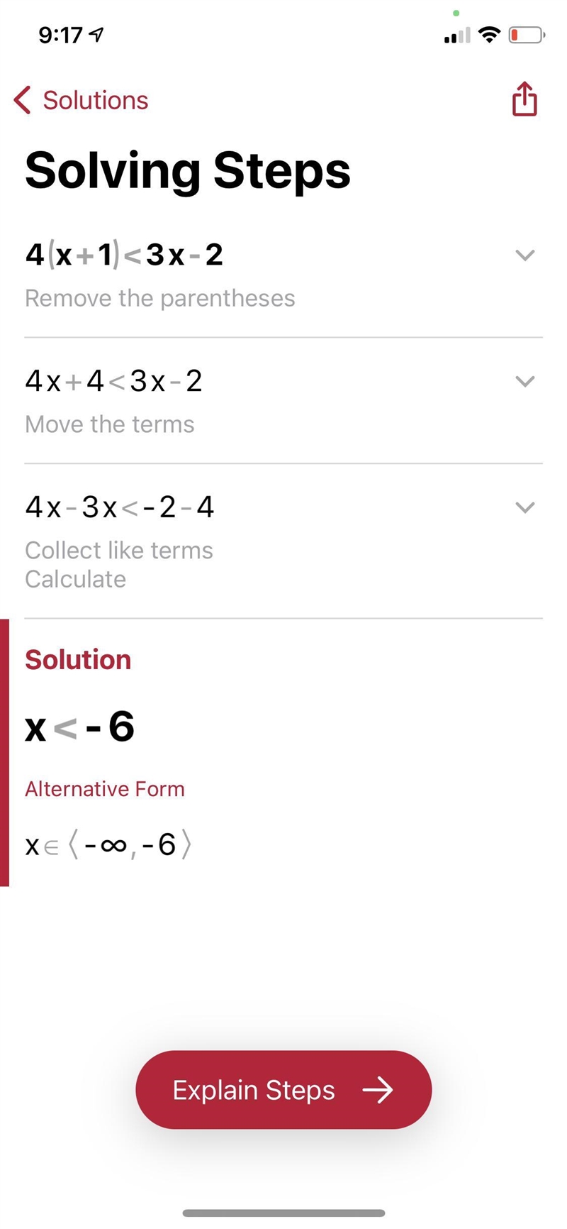 Solve each inequality and show work. 1) 4x - 2 > 2x + 8 2) -3x - 6 > 4x - 20 3) 4(x-example-3