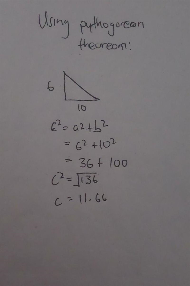 Pleaseee help me out! In the triangle shown, what is the length of the hypotenuse-example-1