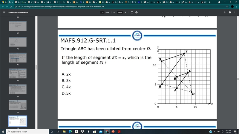 I NEED THIS FOR A TEST PLZ HELP!!! Triangle ABC has been dilated from center D. If-example-1