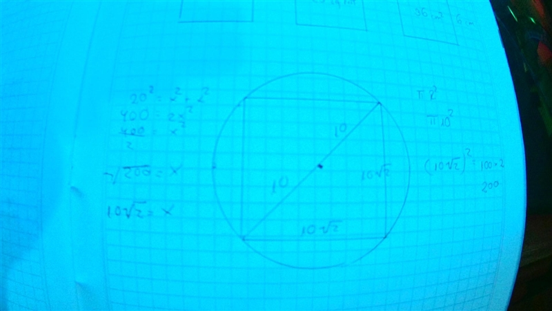 A square is inscribed in a circle. If the area of the circle is 100πcm², what is the-example-1