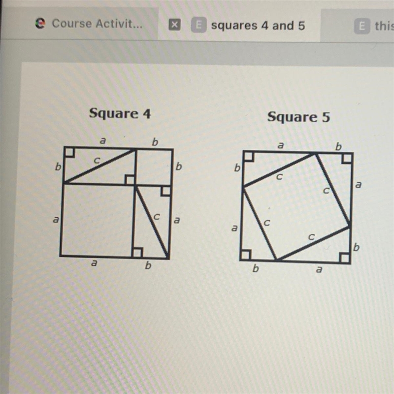 Write an expression for the area of square 5 by combining the areas of the four triangles-example-1