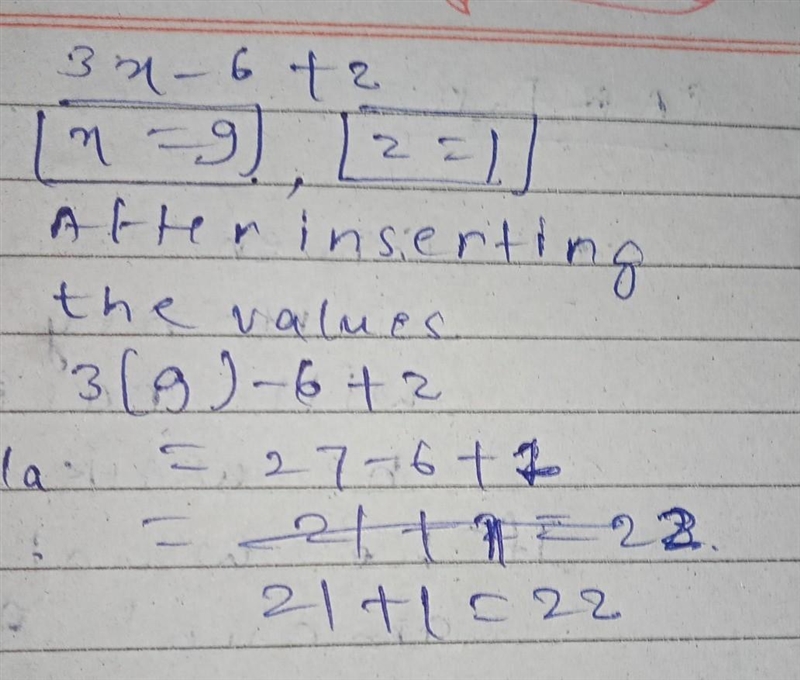 3x - 6 + z (if x =9) (if z = 1 )​-example-1