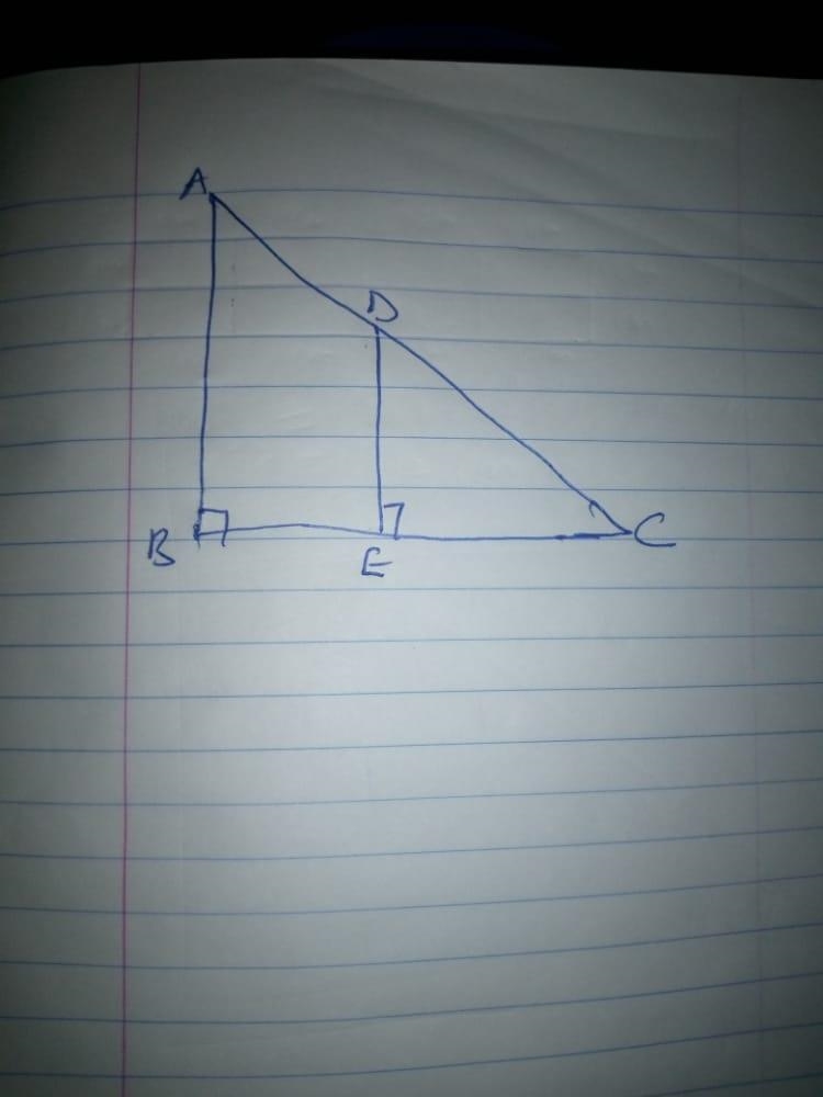 In right triangle ABC shown to the right, the lengths of AB, BC, and BE are 20, 15, and-example-1