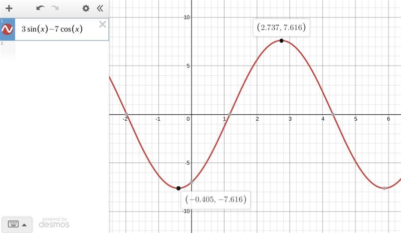 5. If position of object x = 3 sinΘ – 7 cosΘ then motion of object is bounded between-example-1