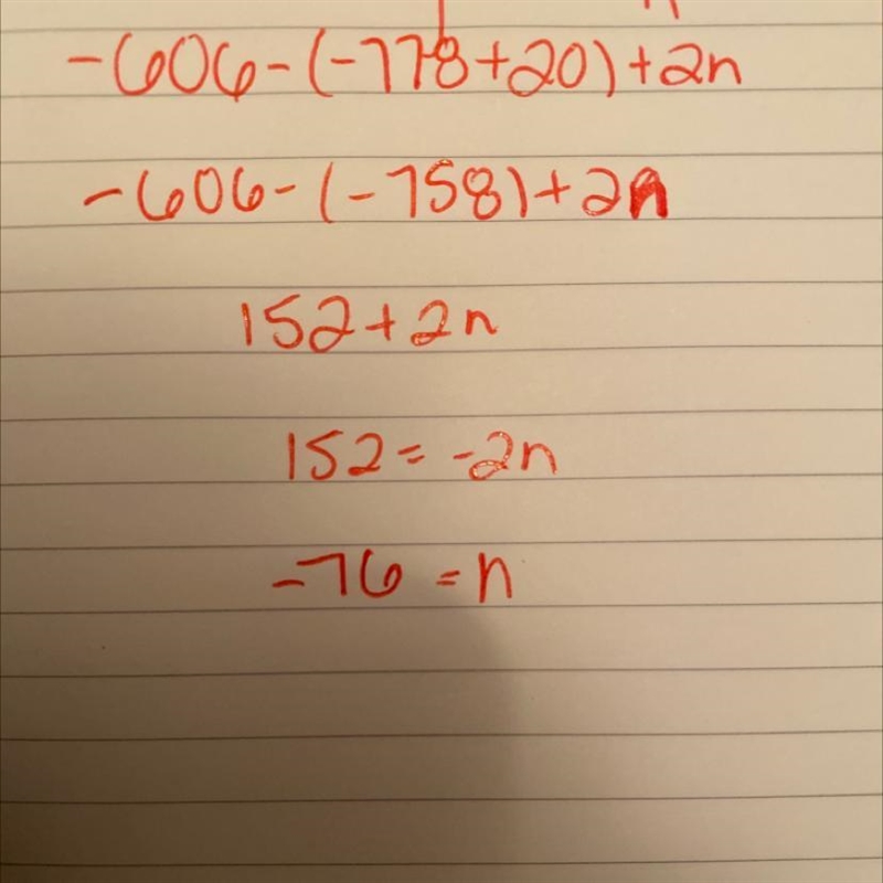 Whats -606-(-778+20)+2n?-example-1