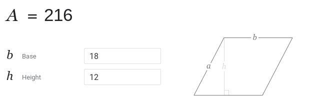 Find the area of the following parallelogram ​-example-1