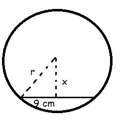 A radius of a circle is 14 cm and a chord has 18 cm. What is the distance between-example-1