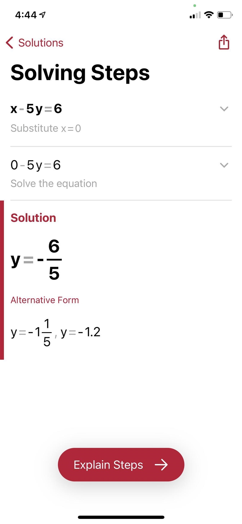 X-5y=6 solved for y with steps-example-1