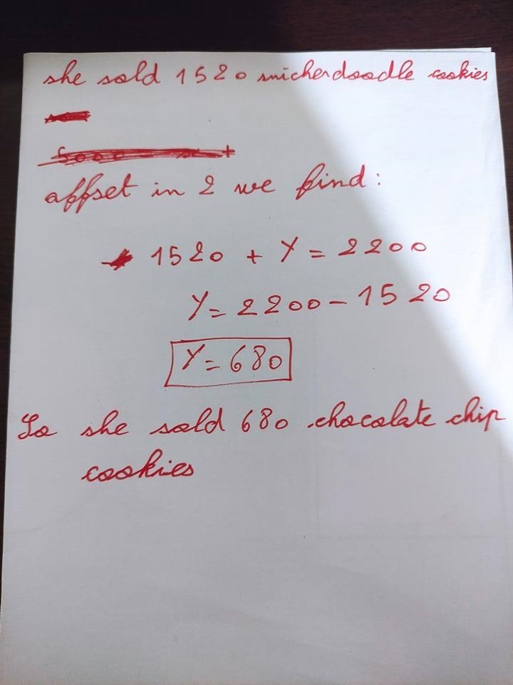 Regan sold 2200 cookies in a fundraiser to "save the world" and raised $5000. If-example-2