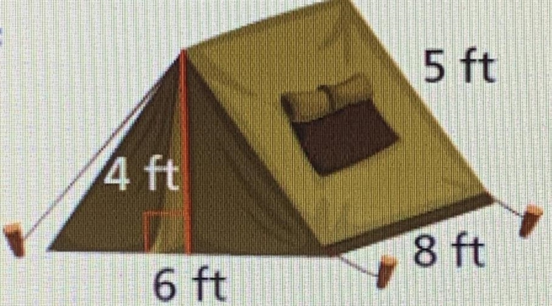 The tent shown has fabric covering all four sides and the floor. What is the minimum-example-1