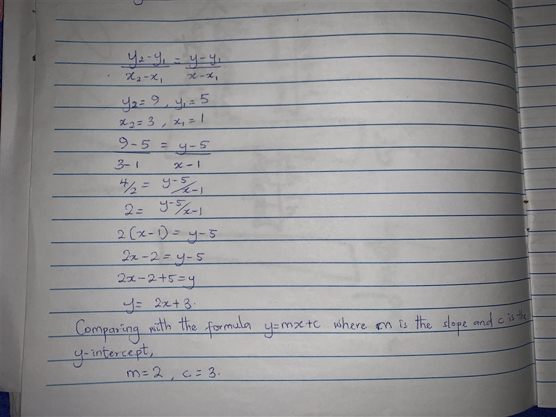 1) Find the slope and the y-byintercept of the line that passes through the points-example-1