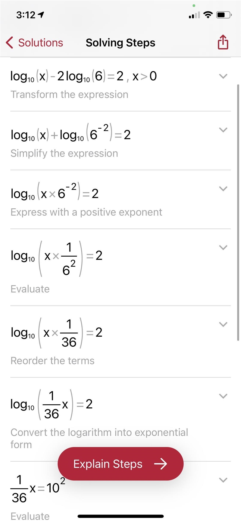 Solve logX-2 log6= 2-example-1