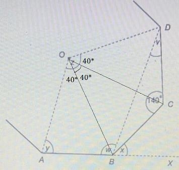 AB, BC and CD are three sides of a regular polygon with centre o. ABX is a straight-example-1