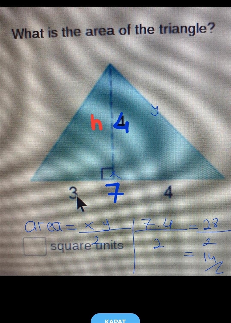 What is the area of the triangle?​-example-1