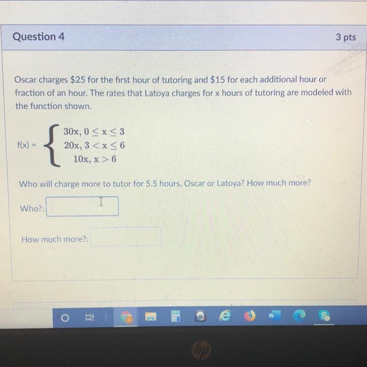 Oscar charges $25 for the first hour of tutoring and $15 for each additional hour-example-1