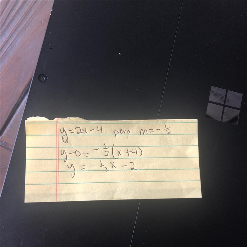 Through (-4 0) perp y=2x-4 point slope form-example-1