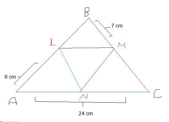 HELP ME PLZ 40 POINTS In Triangle ABC, L is the midpoint of AB, M is the midpoint-example-1