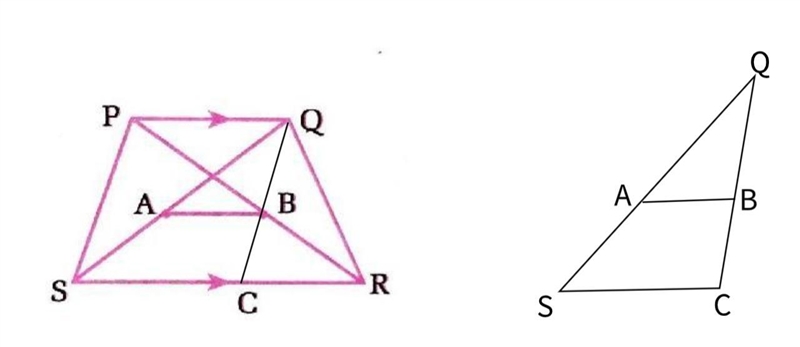 In the given trapezium PQRS , A and B are the mid - points of the diagonals QS and-example-1