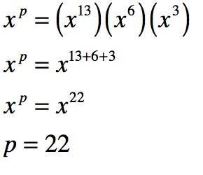 The expression (x^13)(x^6)^3 is equivalent to x^p what is the value of p?-example-1