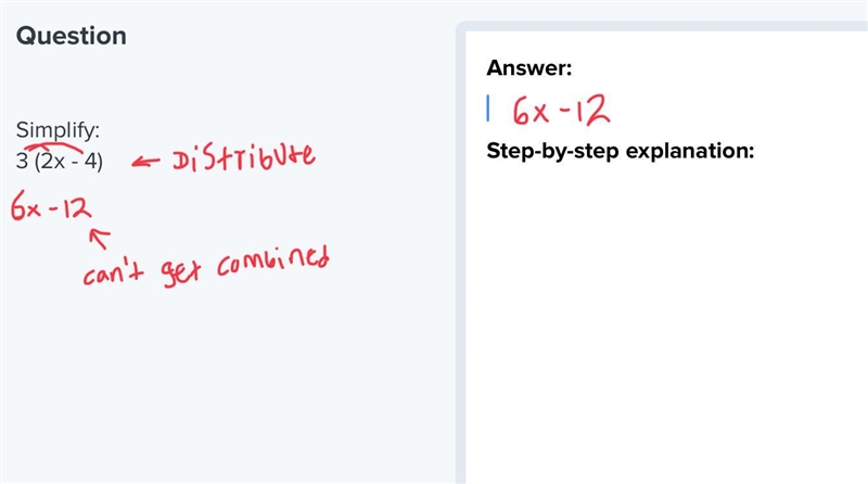 Simplify: 3 (2x - 4)-example-1