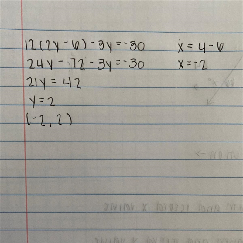 12x - 3y = -30 AND x = 2y - 6-example-1