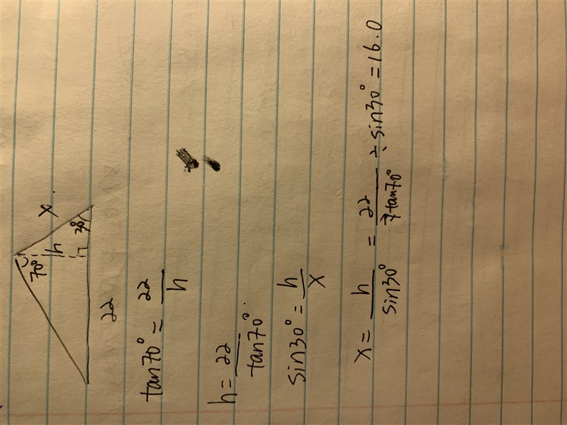 Find the length of the side labeled x. Round intermediate values to the nearest 10th-example-1