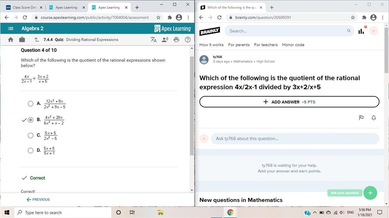 Which of the following is the quotient of the rational expression 4x/2x-1 divided-example-1