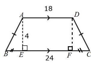 Practice question — Given the trapezoid to the right find the length of legs in the-example-1