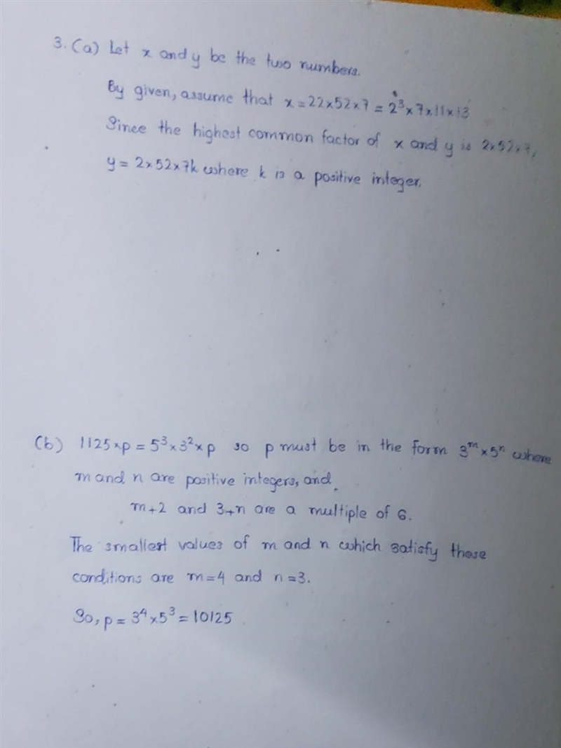 3 (a) The highest common factor and lowest common multiple of two numbers are 2x 52 x-example-1