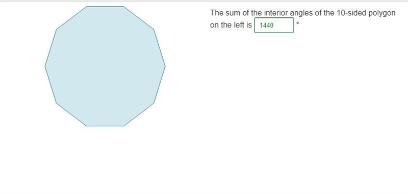 The sum of the interior angles of the 10-sided polygon on the left is °-example-1