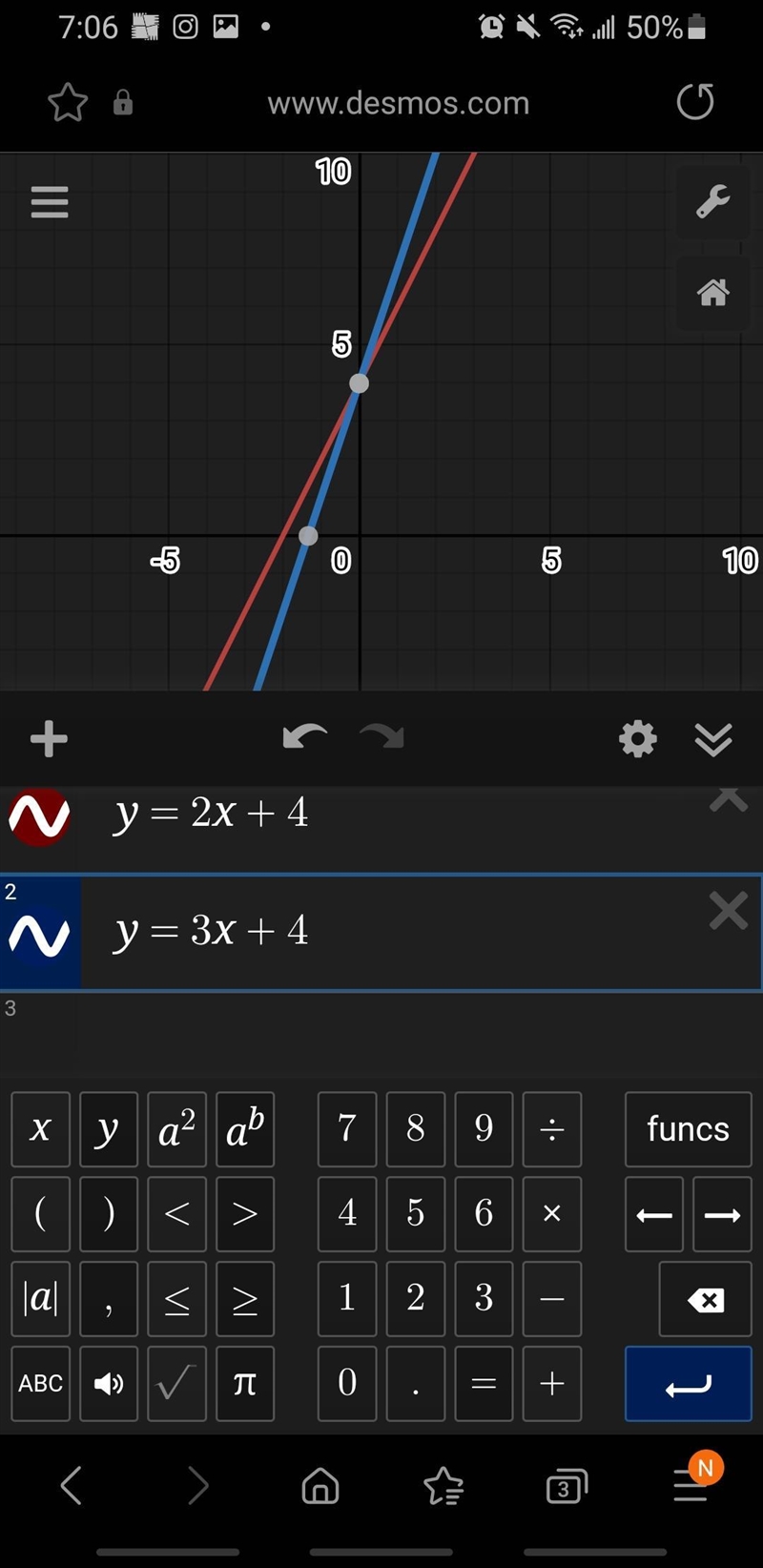 The graph below shows the equation y=2x+4 2 In the space below, describe the effect-example-1