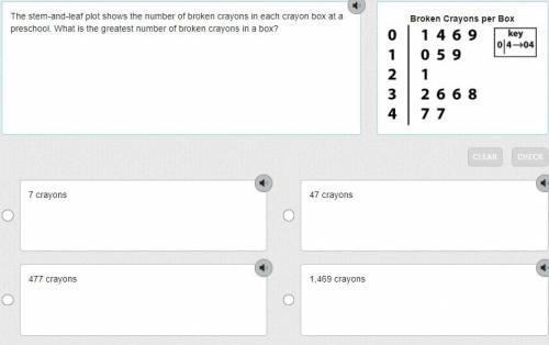 The stem-and-leaf plot shows the number of broken crayons in each crayon box at a-example-1