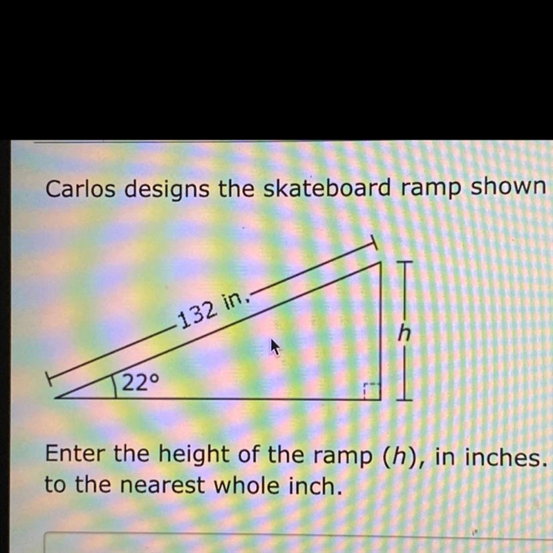 Type the height of the ramp (h), in inches. Round your answer to the nearest whole-example-1