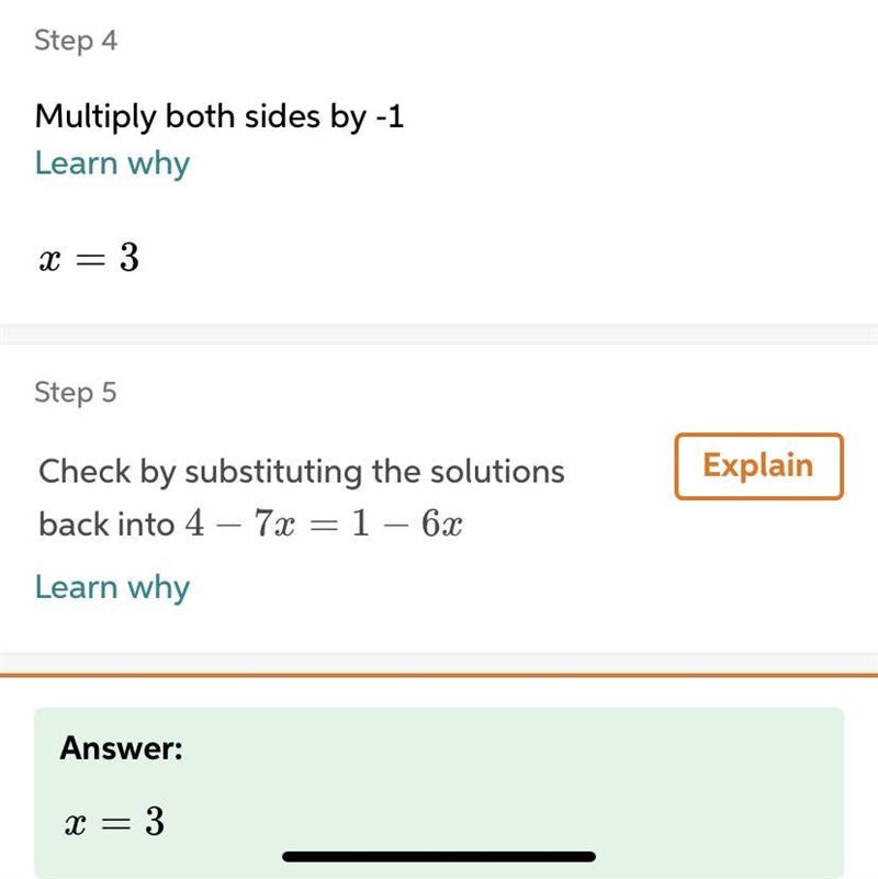 4 - 7 x = 1 - 6x please show work-example-1