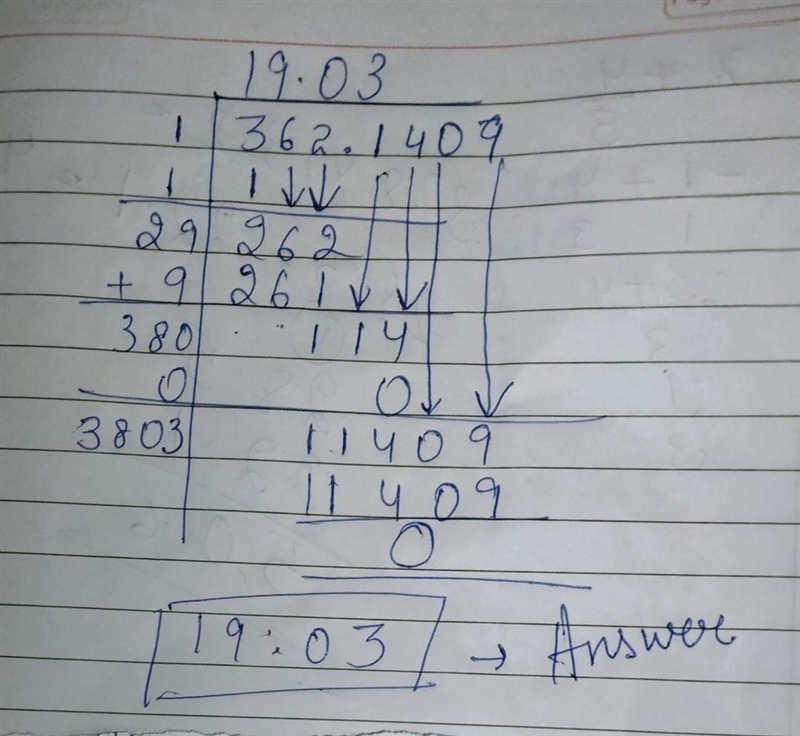 Find the square root of 362.1409 by division method​-example-1