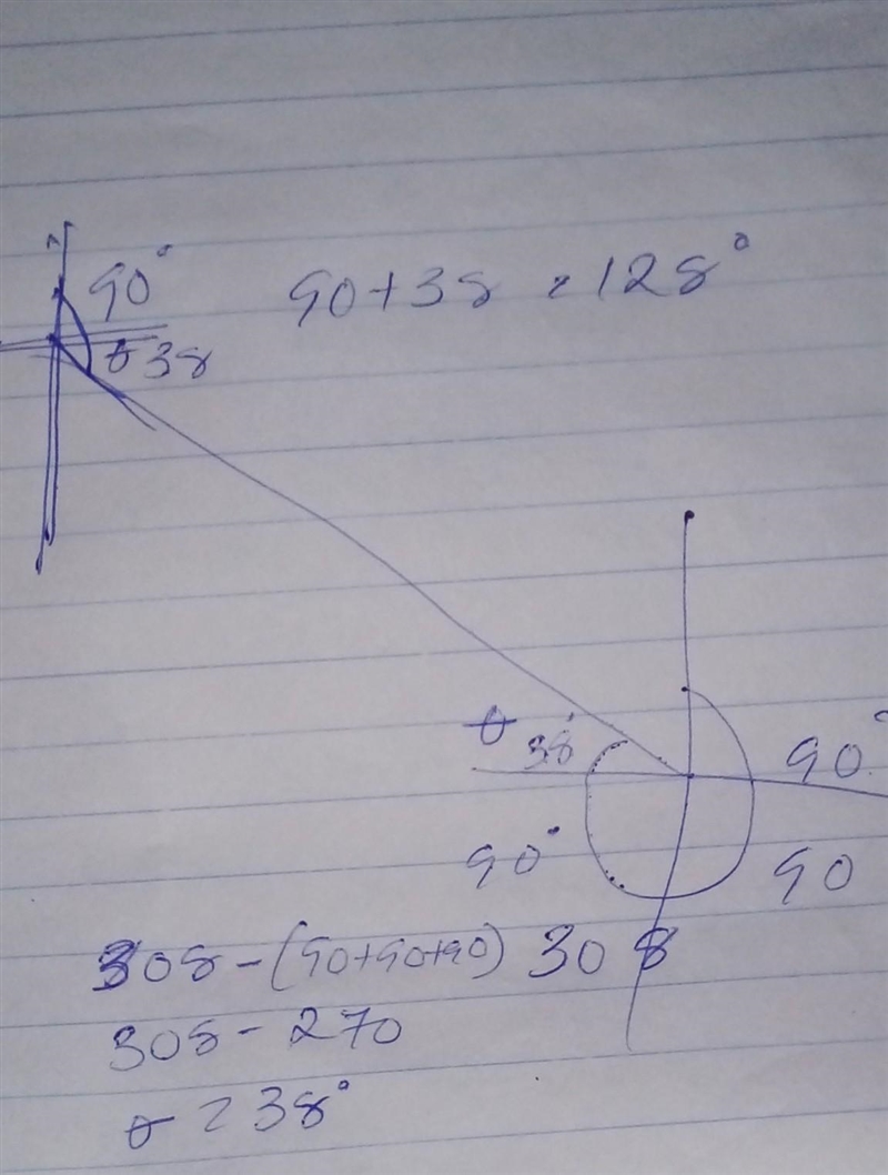 Ship A sights ship B on a bearing of 308°. What is the bearing of A from B? I need-example-1