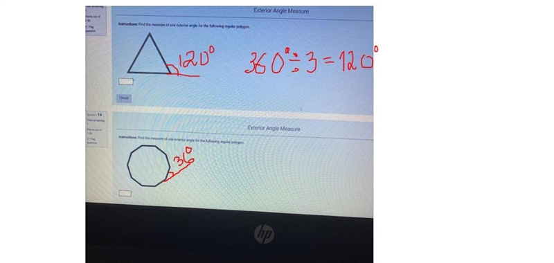 Find the measure of one exterior angle for the following regular polygon that’s for-example-1