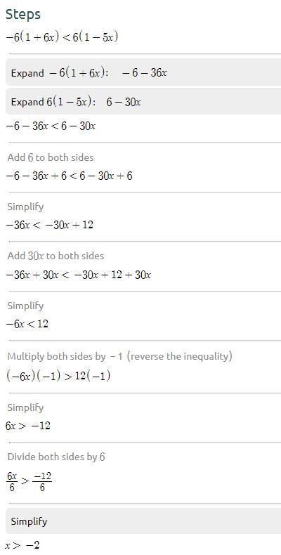 -6(1+6x)<6(1-5x) Help me plz-example-1