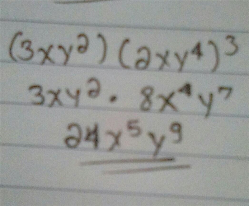 Simplify (3xy^2)(2xy^4)^3 24x^2y^9 24x^4y^14 18x^4y^14 18x^2y^9​-example-1