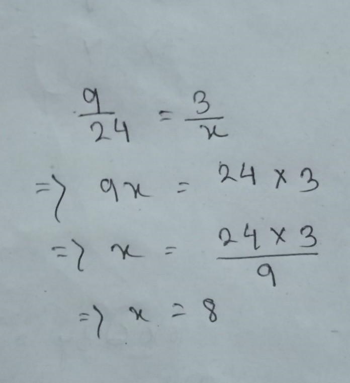 If , 9/24=3/X then x is-example-1