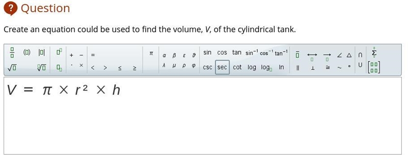 The cylindrical water tank on a semitrailer has a length of 20 feet. The volume of-example-1