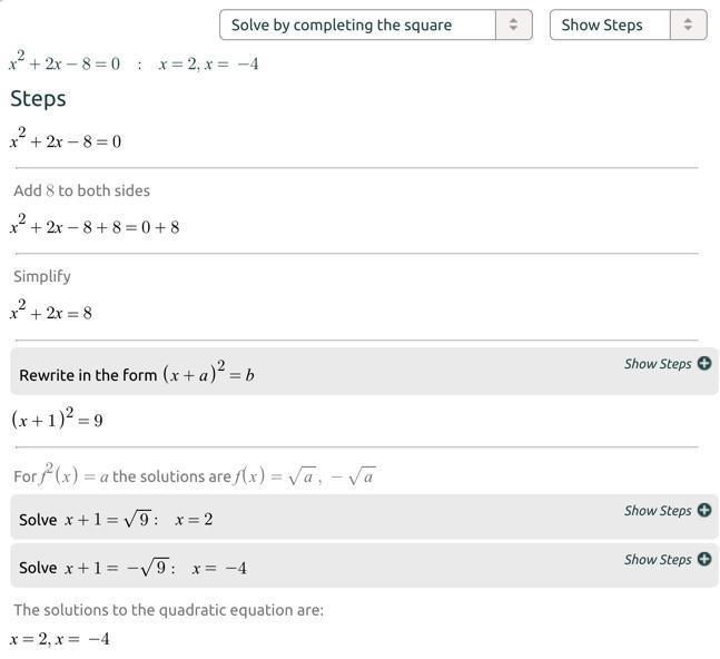 X^2+2x-8=0 complete the square-example-1