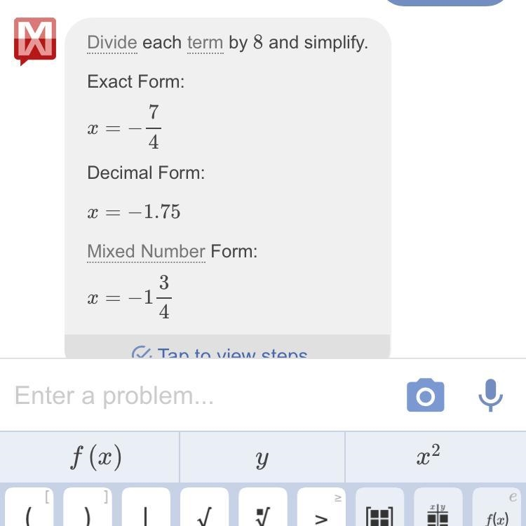 Solve for x 8x = -14-example-1