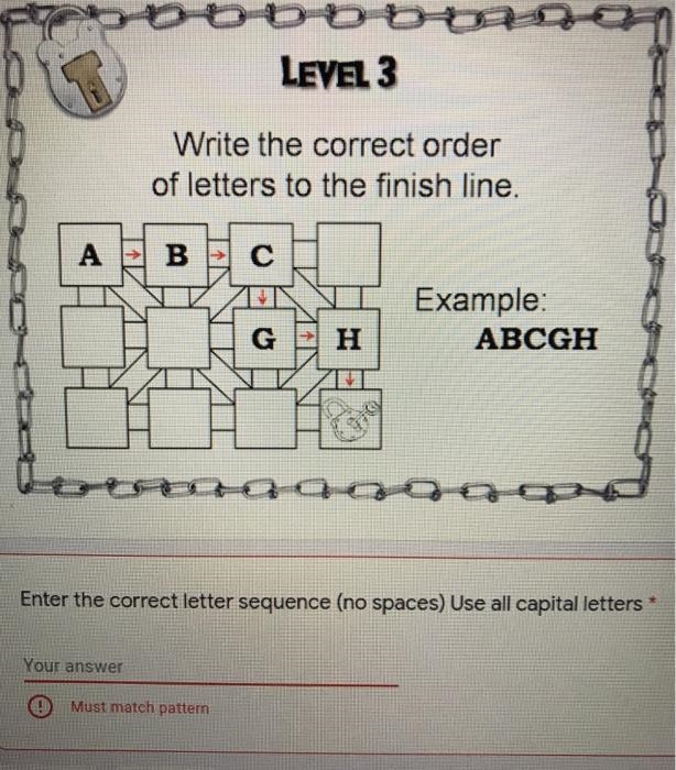 Write the correct order of letter to the finish line! Urgent help btw it’s not L-example-2